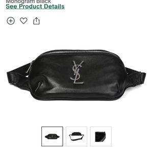 YSL Black Classic Monogram Belt Bag